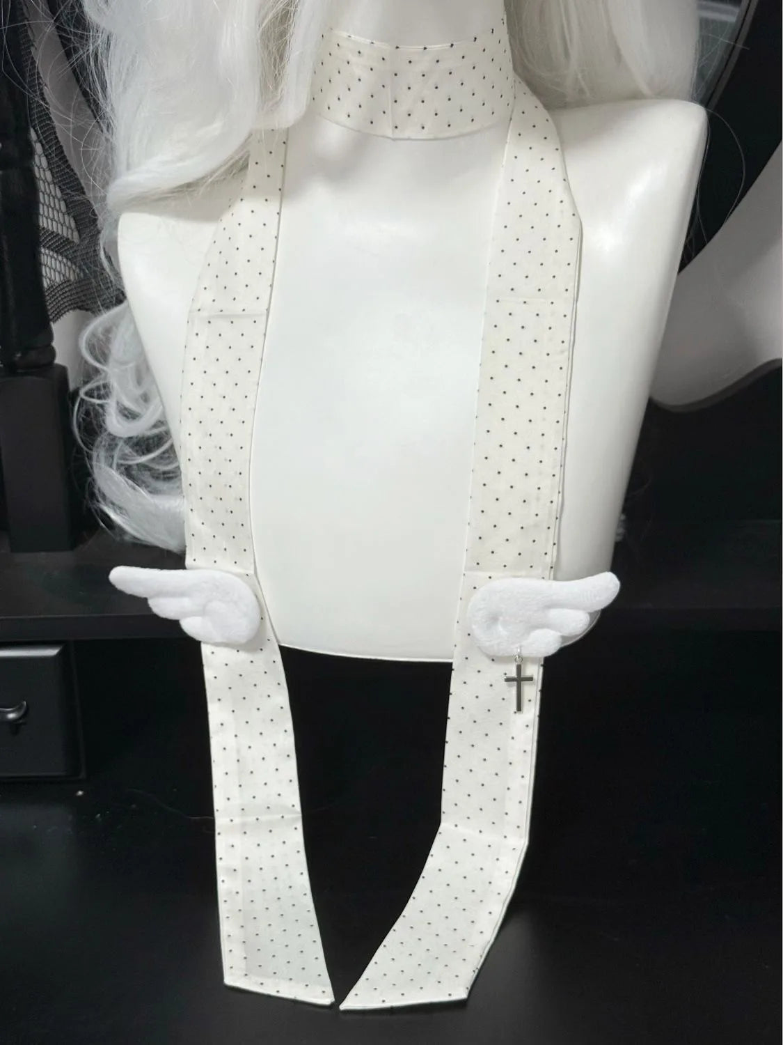 Handmade Polka Dot Silk Necktie Summer New Japanese-style Lolita Long Bowtie Girl Y2K Landmine Decoration Bow Tie Accessories