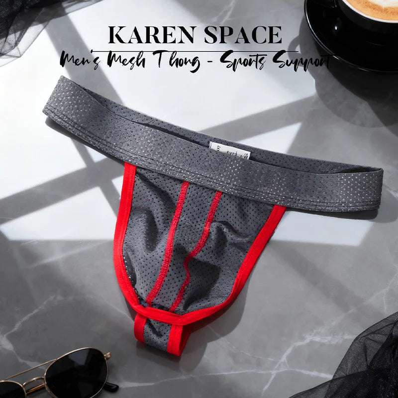 Men's Low Waist Thongs Breathable Nylon Mesh T Briefs Comfortable Underwear