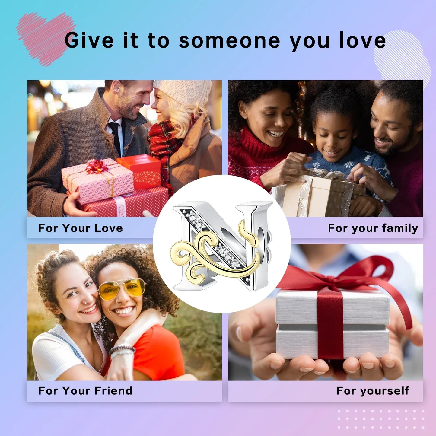 925 Sterling Silver  A-Z 26 English Letters Retro Fashion Pendant Fit Original Bracelet Charm Beads Necklace Diy Female Jewelry