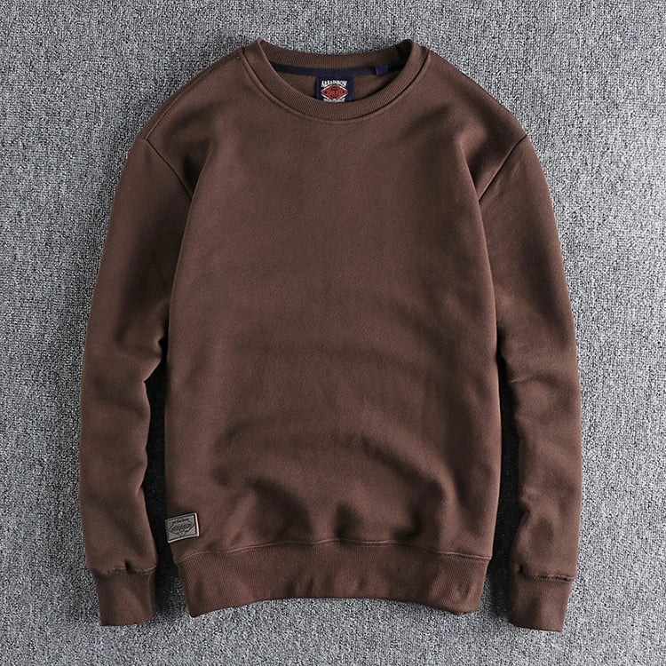 Autumn Winter American Retro Heavyweight Velvet Solid Color Sweatershirt Men's Fashion Pure Cotton Washed Youth Pullover Hoodies
