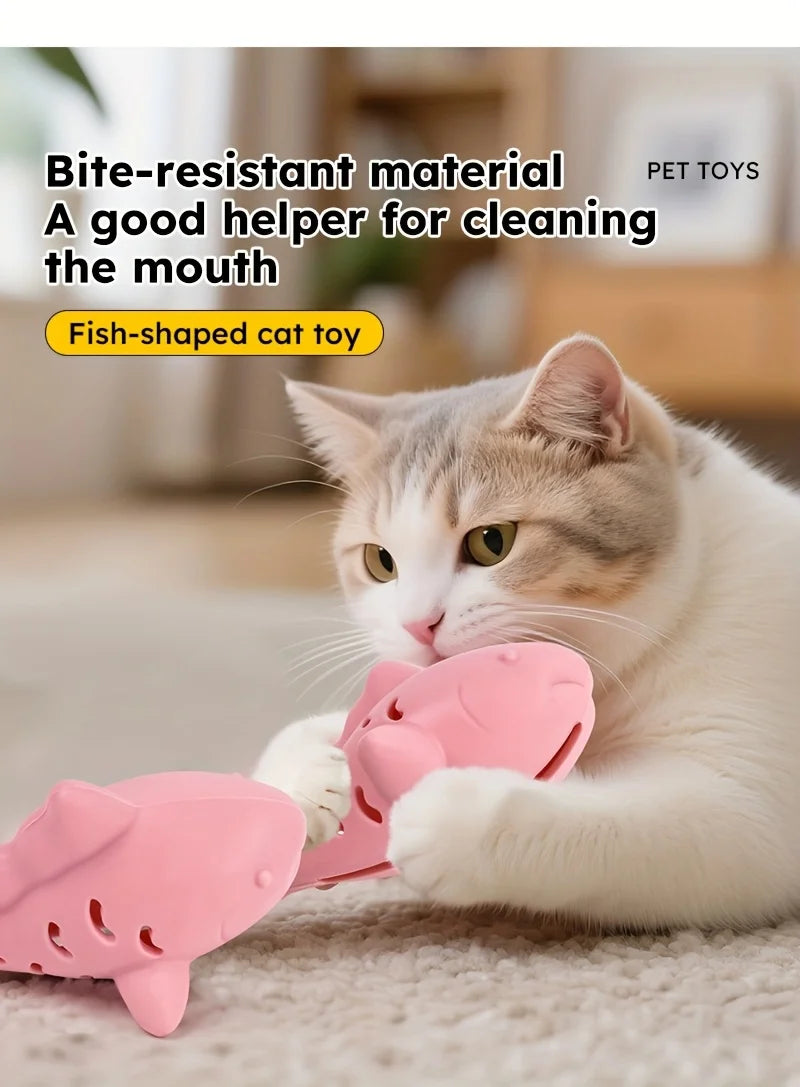 Pet's Chew Toy - Silicone Treat Dispenser Teeth Grinding & Mental Enrichment,  Bite-Proof for Small Pets, Vibrant Fish Design