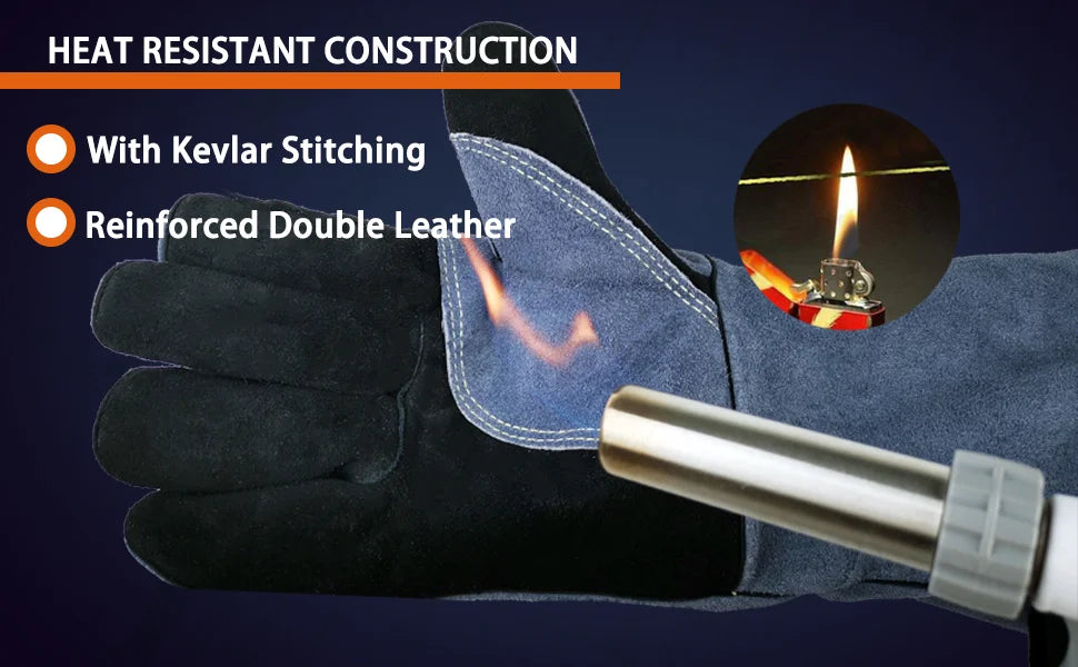 Welding Gloves,Tig/Mig Welding Glove,BBQ Oven Glove,guantes para soldar, Heat- Insulated Mittens