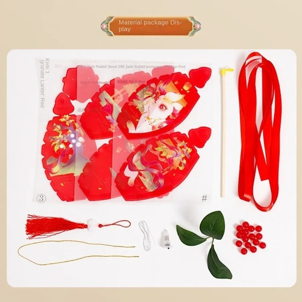 Rabbit Pomegranate Lantern Glowing Chinese Style Mid-Autumn Lanterns Handmade DIY Handheld Lanterns Mid Autumn Festival