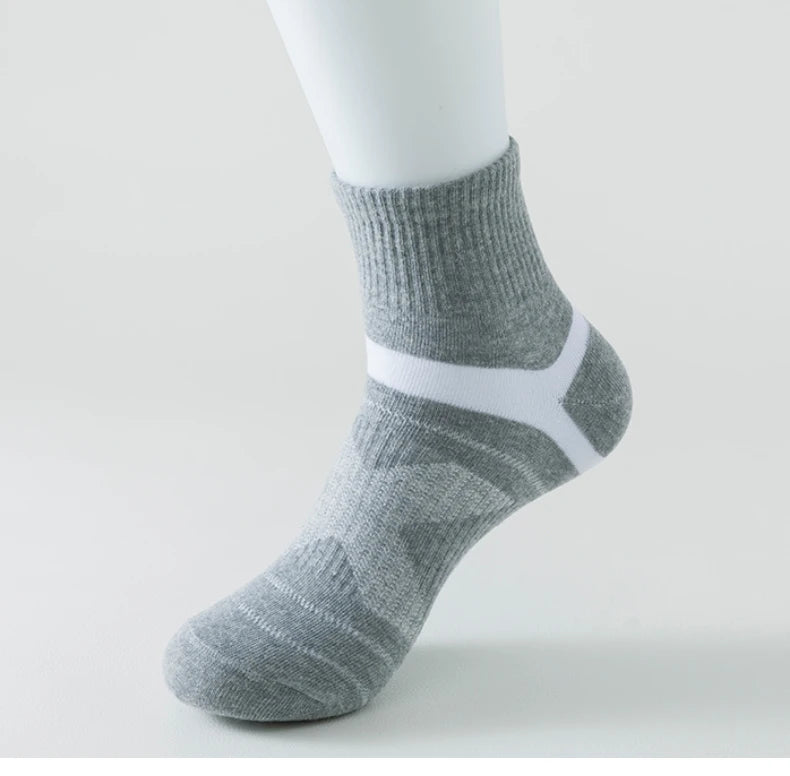 3/5/6 Pairs  Cotton Outdoor Sports Socks, Sweat Absorbing and Odor Resistant Cotton Running Basketball Socks, Trendy Socks