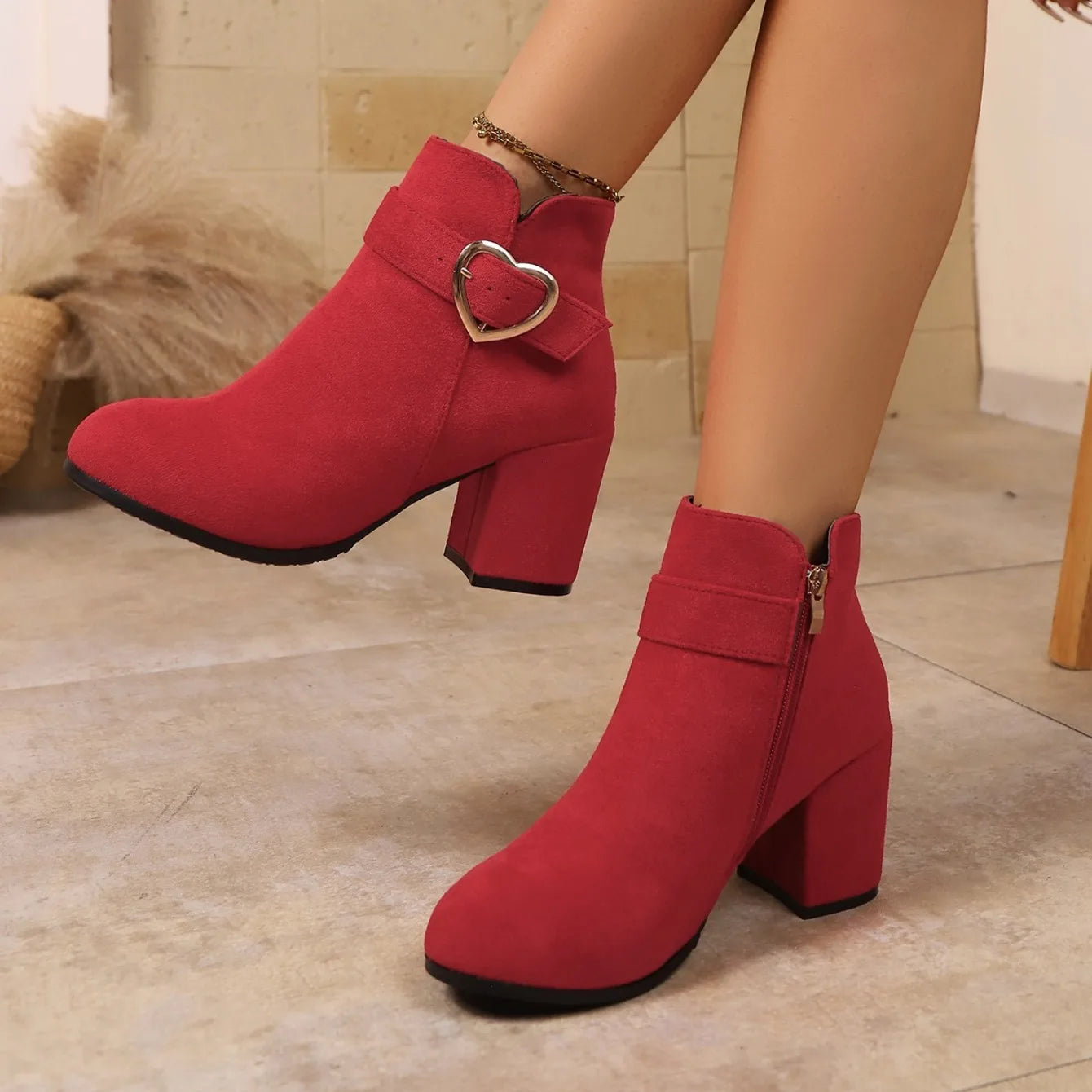 2026 New Women Anti-slip Ankle Boots Platform Zipper High Heels Short Boots Comfortable Designer Shoes Women Zapatos De Mujer