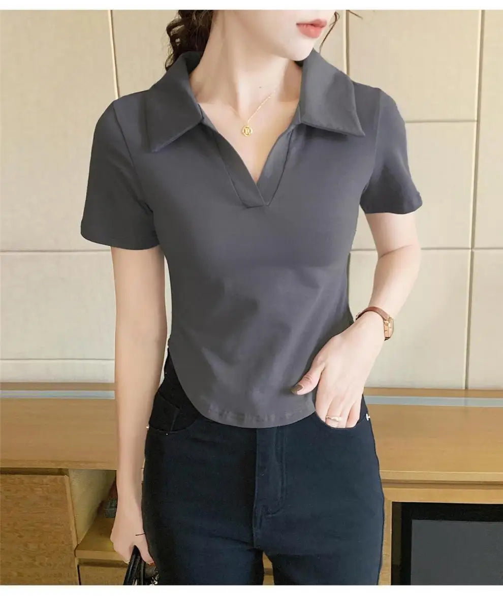 Women's Versatile Top Summer Loose Stylish Cover Fat Slim Short Sleeve