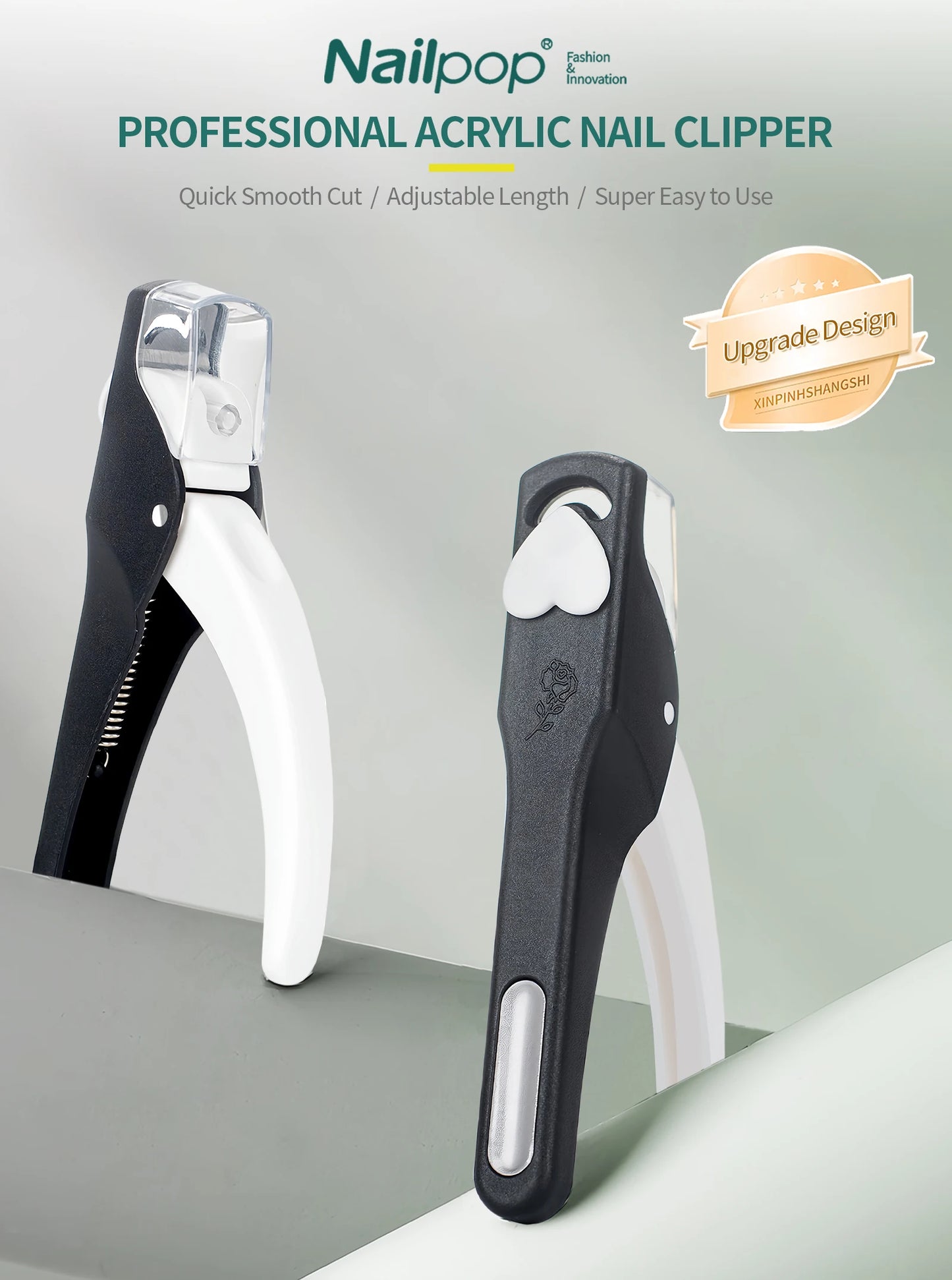Nailpop Nail Clippers for Acrylic Nails Cutter False Nail Tips Clipper Stainless Steel Blade Manicure for Salon Home Nail Art