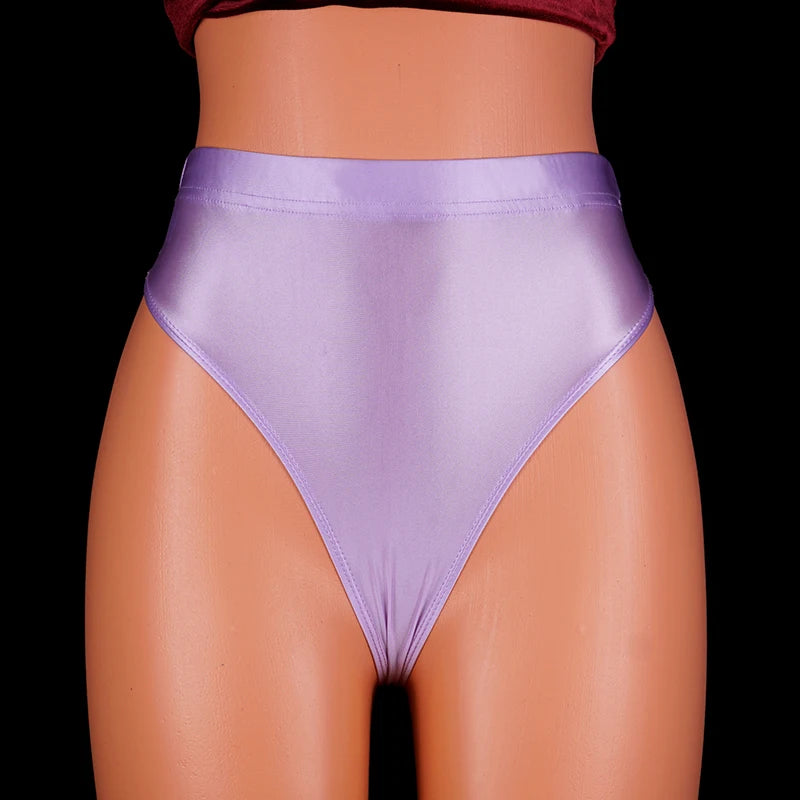 Japan Style Women Sexy thongs Shiny Smooth High Waist G-string Sexy T-Back lingerie Thong UnderWear Satin Glossy Femme Tight