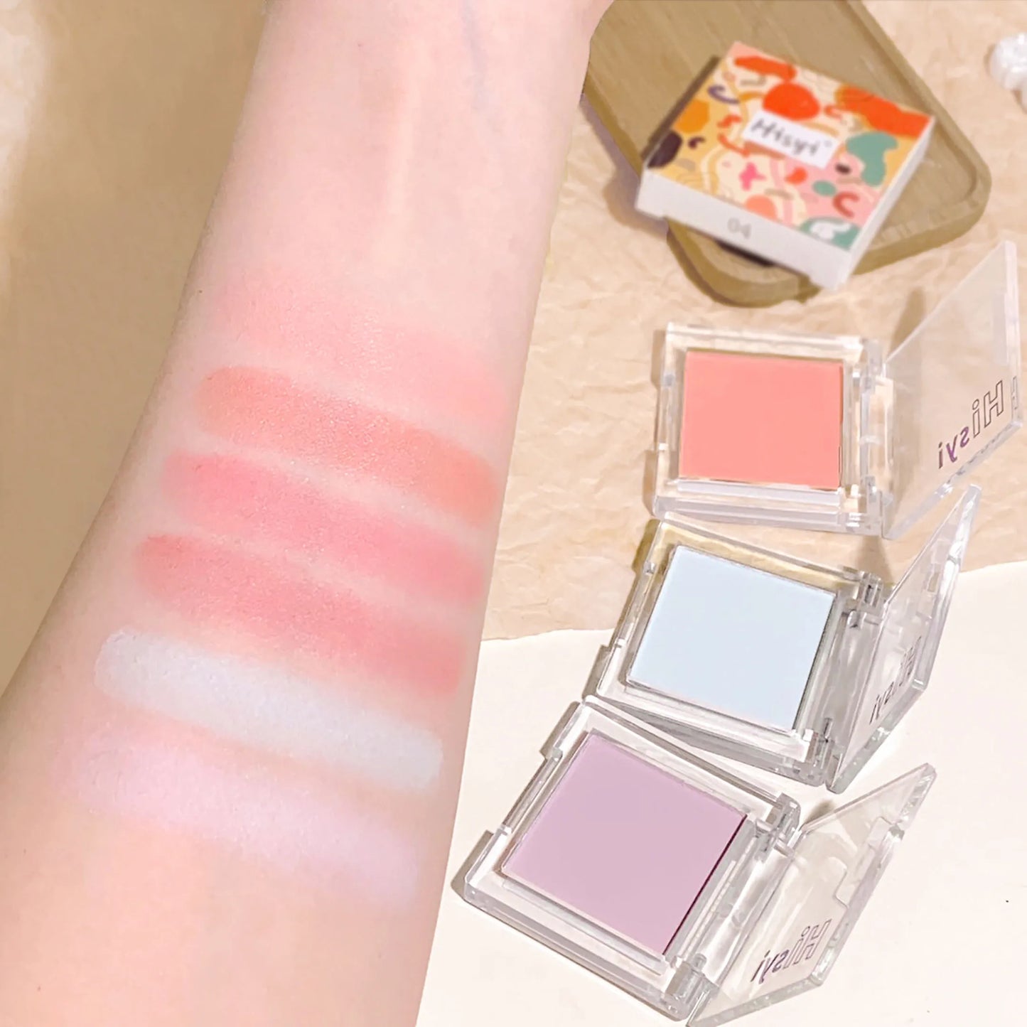 HISYI monochrome blush brightens matte nude makeup natural highlight repair three-dimensional eye shadow makeup