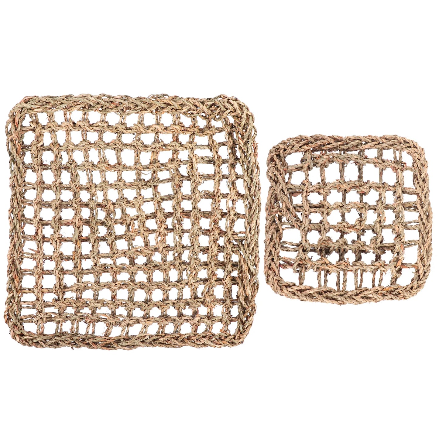 2Pcs Pet Grass Mat Durable Eco-Friendly Woven Bed Mat Chewing Pad Footing Pad for Rabbit Bunny Guinea Pig Hamster