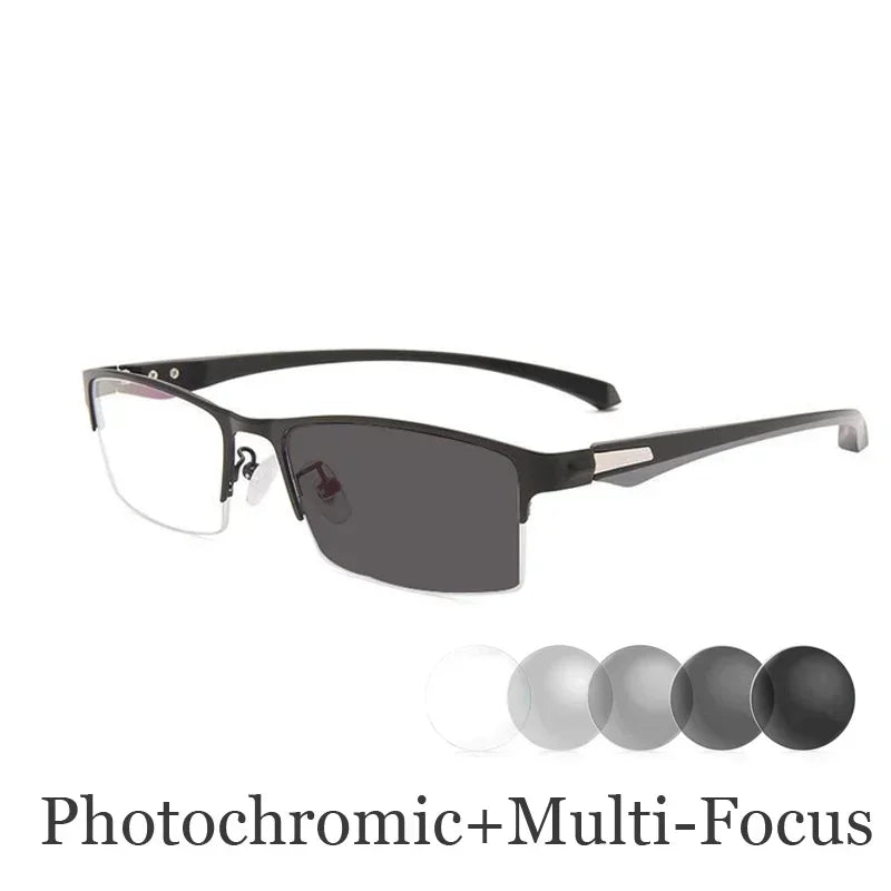 Business Progressive Multifocal Reading Glasses Trendy Near Far Presbyopia Vintage Photochromic Sun Glasses Eyewear +1.0 To +4.0