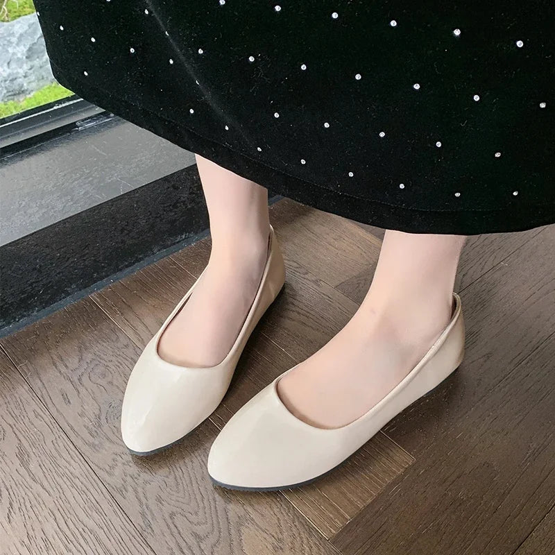 Ladies Formal Flat Shoes Spring Autumn Non-slip Women Black Causal Loafers Uniform Shoes Versatile Women's Ballet Leather Shoes