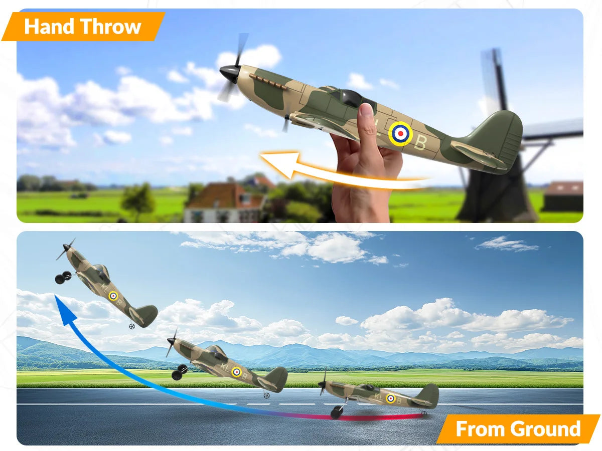 Spitfire RC Plane 2.4G 3CH Gyro Stabilizer Fixed Wing EPP Foam 400MM Wingspan Airplane RTF Fighter for Boys Children