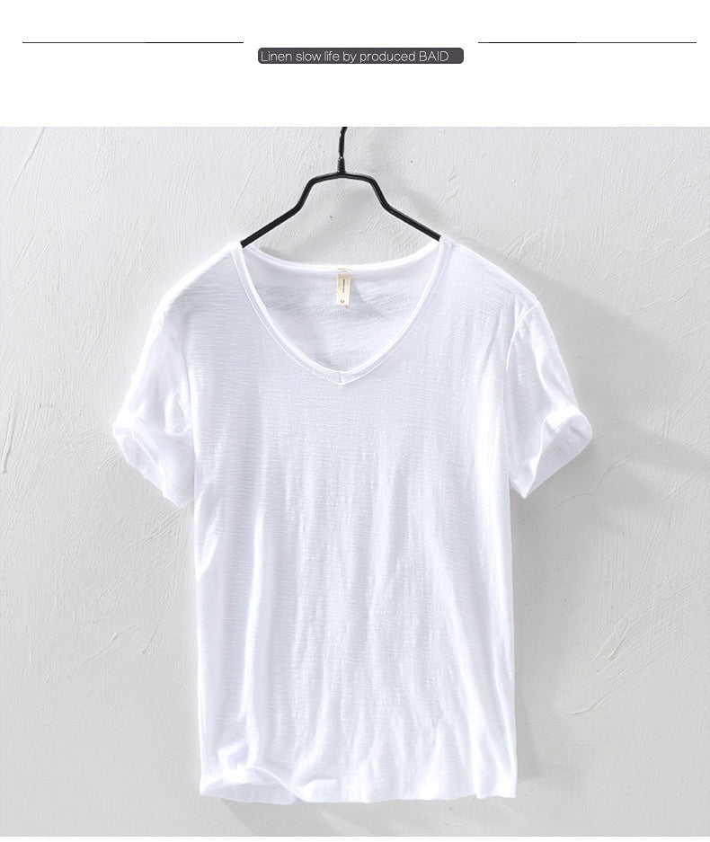 New Mens T Shirt Pure Color V Collar Short Sleeved Tops Tees Men T-Shirt 10colors slim Man T-Shirts Fitness For Male Clothes