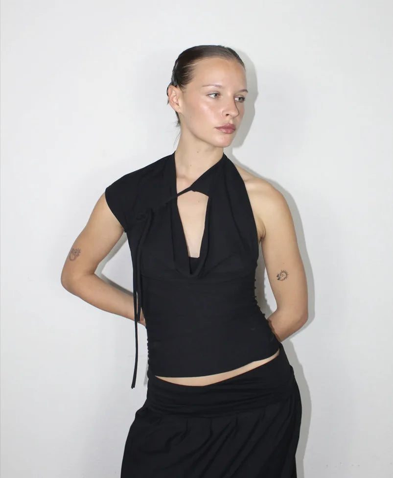 Summer Women Solid Lace Up Sexy T-shirts Chic Halter Backless Sleeveless Tank Tops Female Y2K Elasticity Cropped Young Girl Top