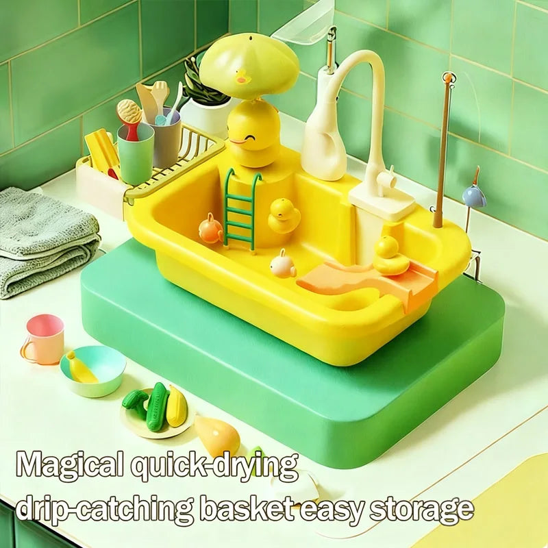 New Play Sink With Kitchen Sink Tap Water  Electric Faucet Play Kitchen Toy Swimming Pool Floating Fishing Toys Water Play Gift