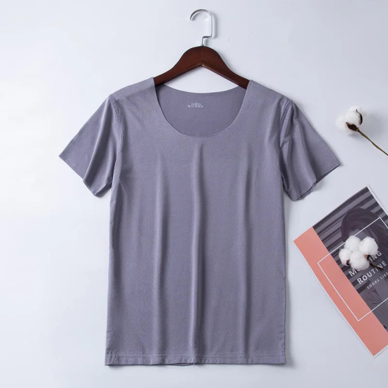 Summer Women T-shirts Ice Silk T-shirt Vest Short Sleeve Tank Fashion Woman Blouses 2023 Slim y2k Tops Undershirt Woman Clothes