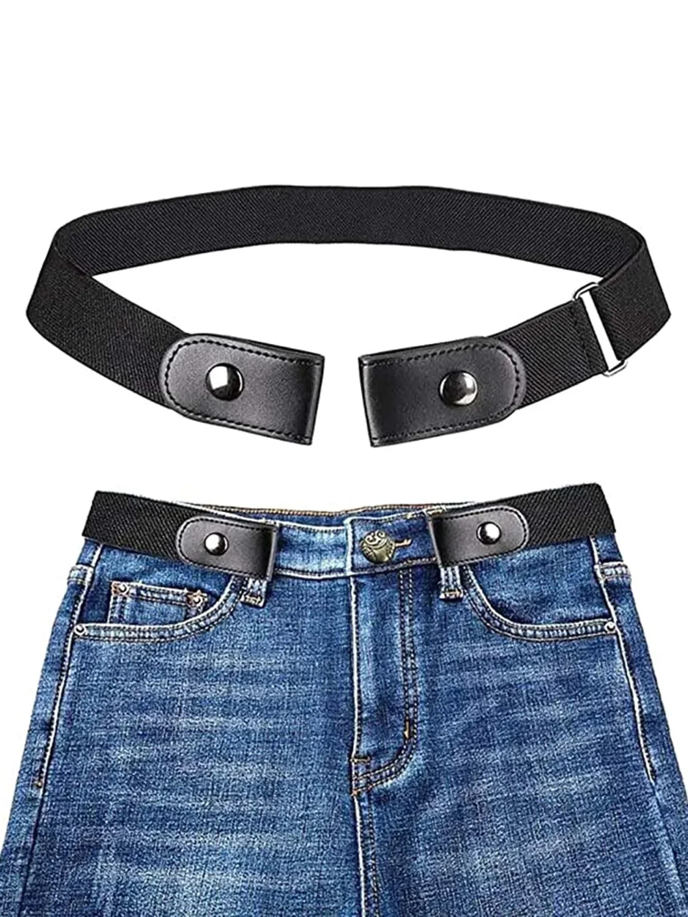 Buckle-Free Belt For Jean Pants,Dresses,No Buckle Stretch Elastic Waist Belt For Women/Men,No Bulge,No Hassle Waist Belt