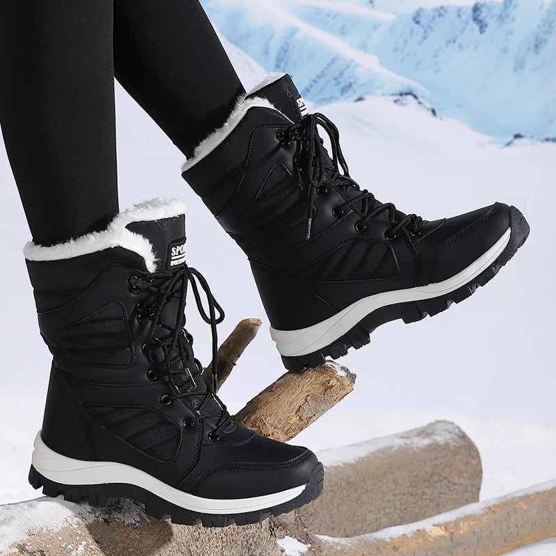 Ladies' Fashionable Snow Boots Solid Color Design Round Toe Style Ultra-fine Fiber Outer Layer Fabric Lining Rubber Sole