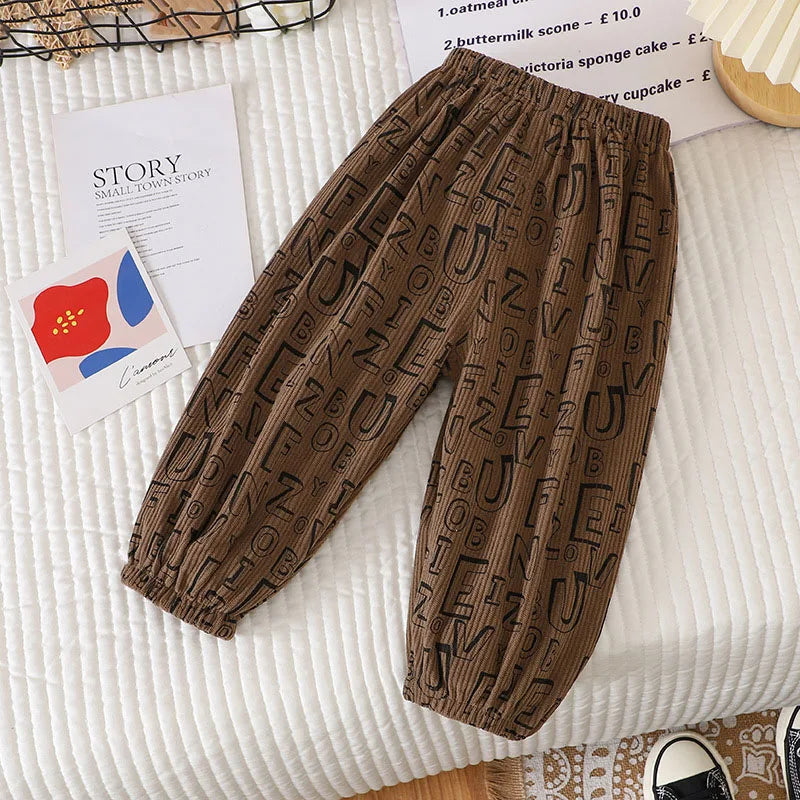Summer Kids Casual Pants 1-6Y Simple Boys Grid Sweat Pants Korean Loose Thin Children Striped Letter Trousers