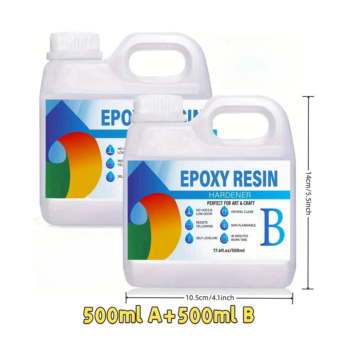 250ml/500ml transparent epoxy resin kit: self-leveling resin, easy to mix in a 1:1 ratio, for crafting and jewelry making.