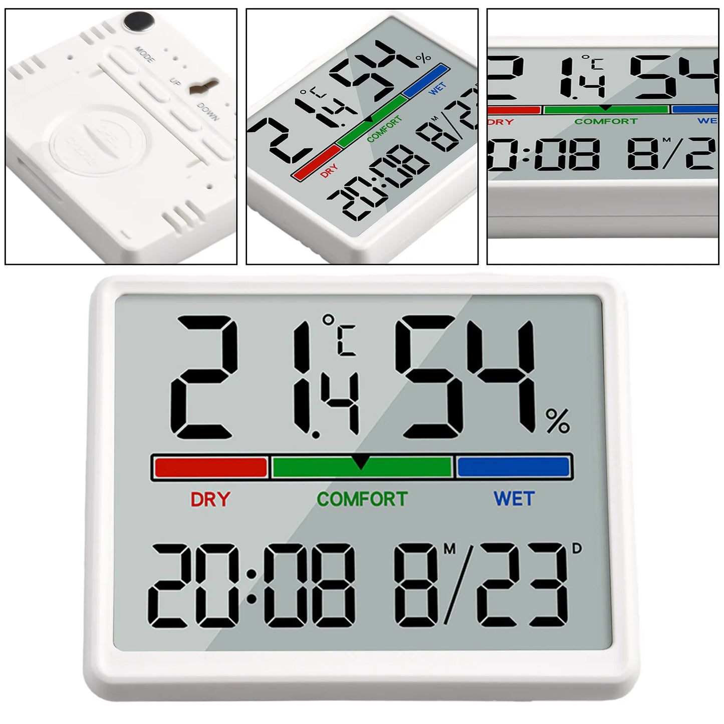 LED Thermometer Thermo-Hygrometer Multifunction Electronic Temperature Humidity Meter Battery Powered Digital Alarm Clock
