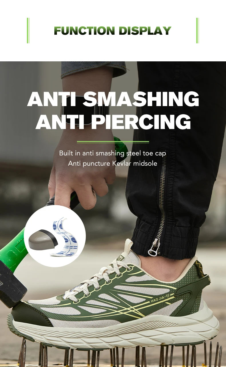 Lightweight Steel Toe Shoes Work Sneakers Safety Shoes Men Anti-Smash Anti Puncture Indestructible Shoes Security Breathable