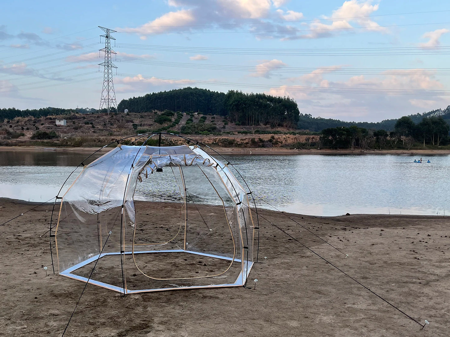 4-6 Person Transparent Tent with Breathable Top Cover Winter Outdoor Camping Windproof Gazebo Large PVC Bubble Tent Family Party