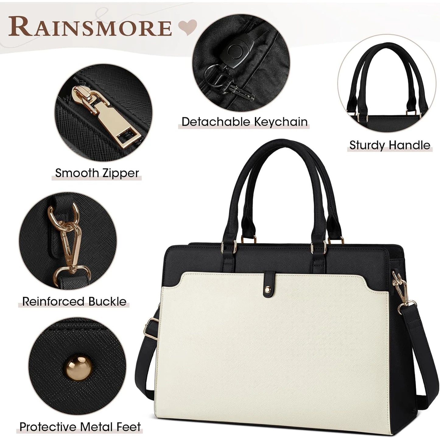 Large Capacity Laptop Bag for Women 15.6 Inch Laptop Tote Bag Leather Work Bag Waterproof Briefcase Business Office Computer Bag