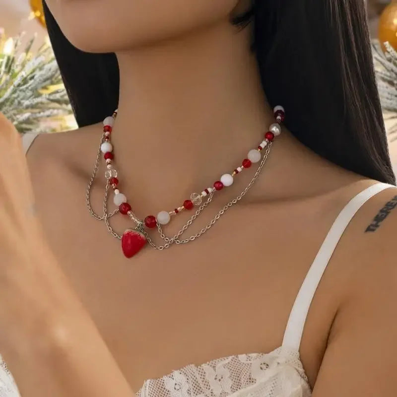 Women's New Necklace Lolita White Lace Necklace, Pearl Tassel Rhinestone Necklace Collar Sweet Cool Fashion Necklaces Girls Gift