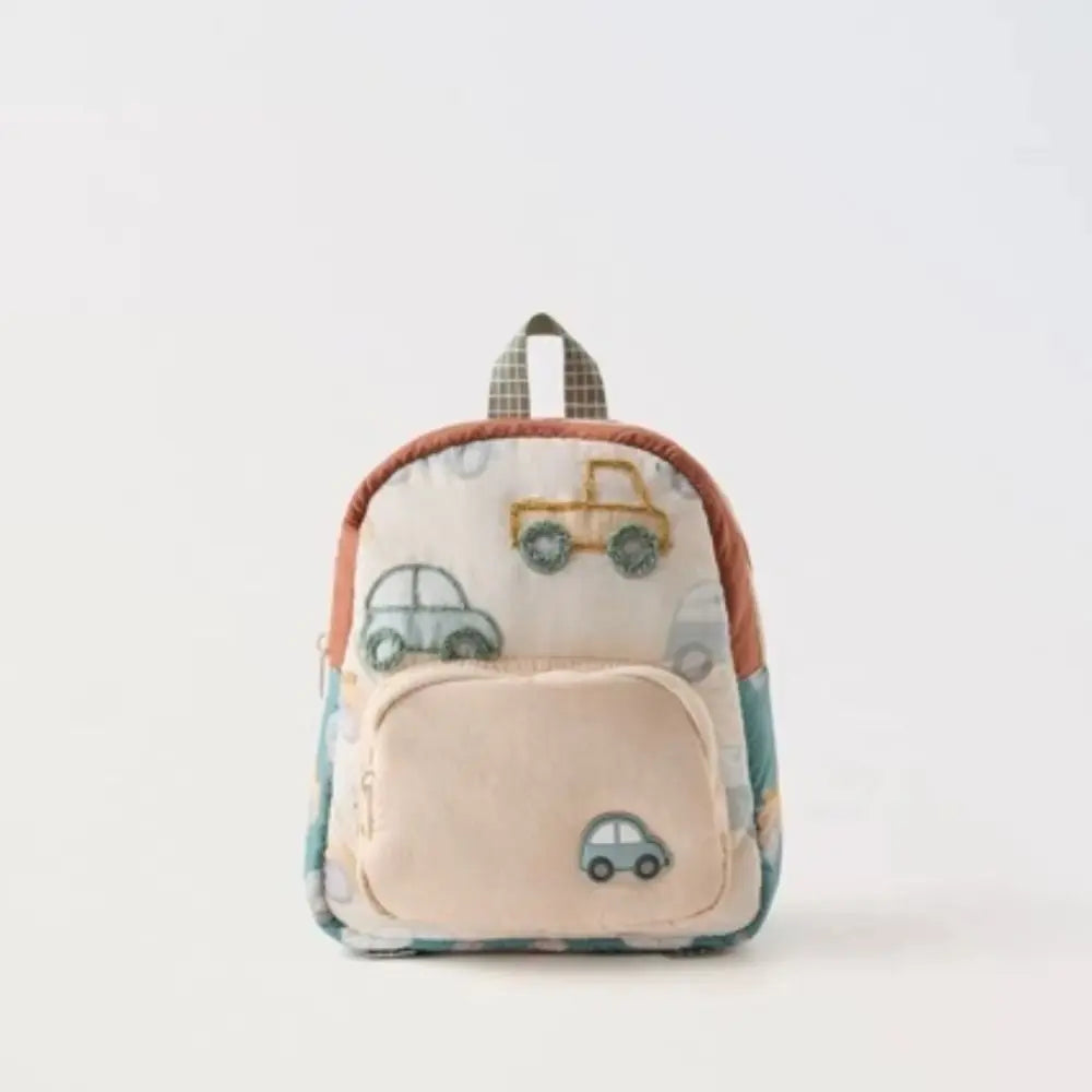 Cartoon Car Embroidery Children's School Backpack Kindergarten Multifunctional School Bags Boys and Girls Lightweight Backpack
