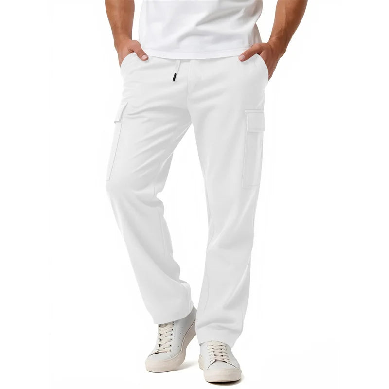 spring autumn Mens Sweatpants Straight Joggers Sports Streetwear Multi-pocket Pants Loose Drawstring casual Long Pants Men