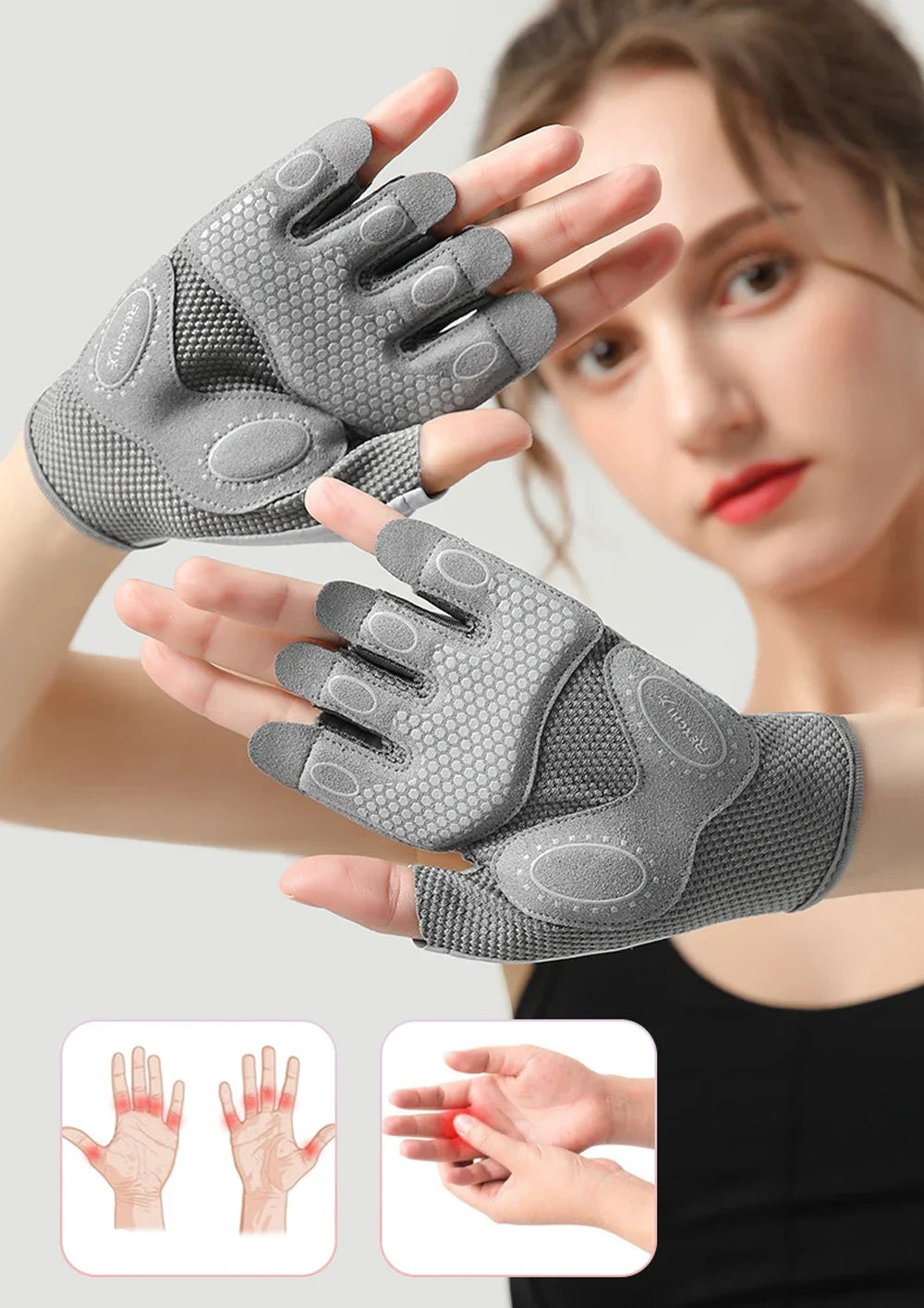 1 Pair Gym Body Building Training Fitness Gloves Sports Weight Lifting Exercise Slip-Resistant Gloves for Women Men Yoga Gloves