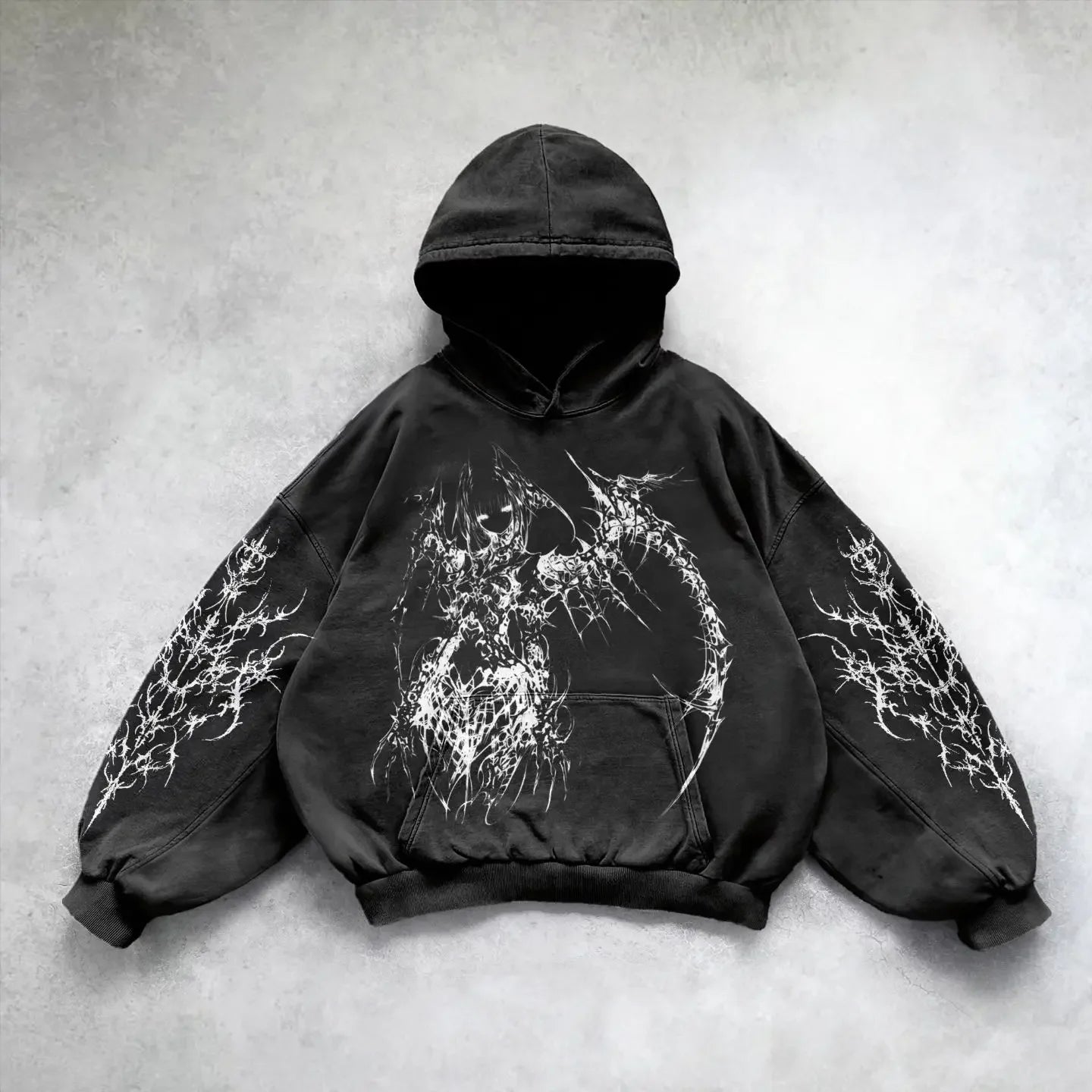 Harajuku y2k gothic pattern hoodie goth oversized hoodies women streetwear tracksuit men couples tops sweatshirt print clothes