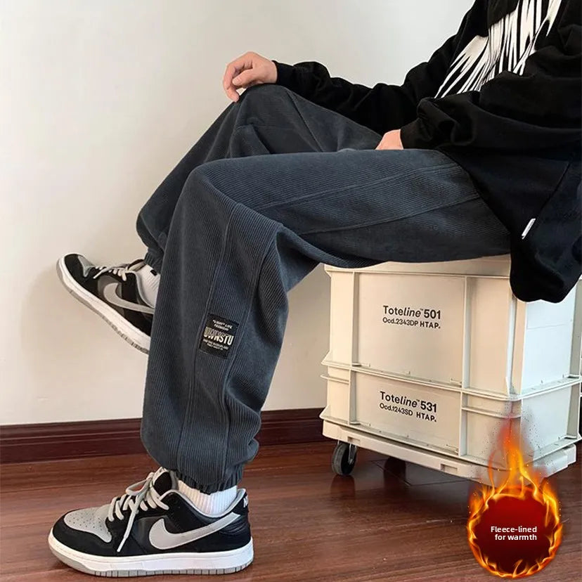 2025 New Men's Corduroy Casual Pants Autumn Winter Wear Resistant Dirt Proof Loose Fit Sport Style Trousers for Working