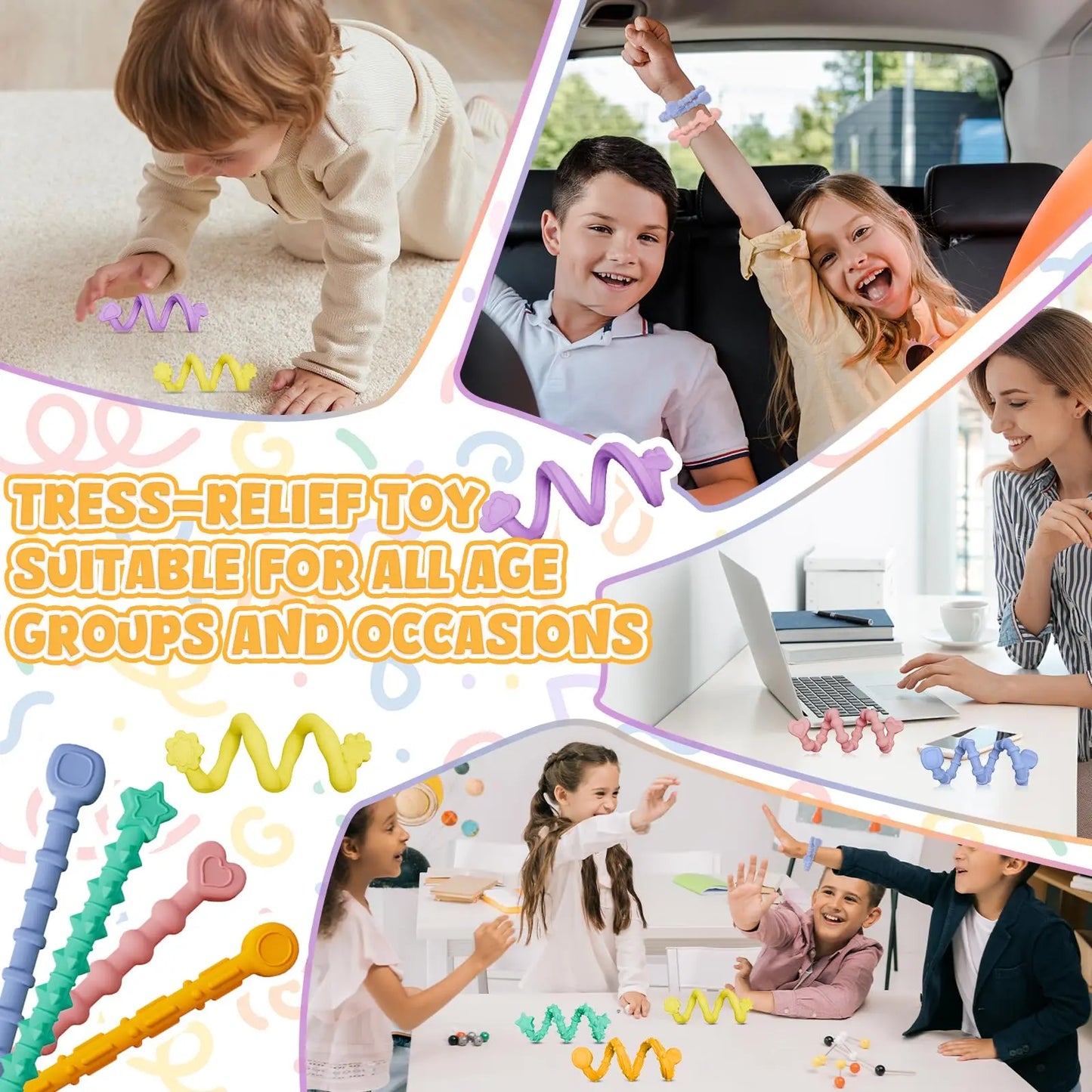 Fidgeting Sensory Sticks Toys, Anti Stress Relief Anxiety Silicone Textured Calming Sensory Toy For Autism ADHD Kids Antistress