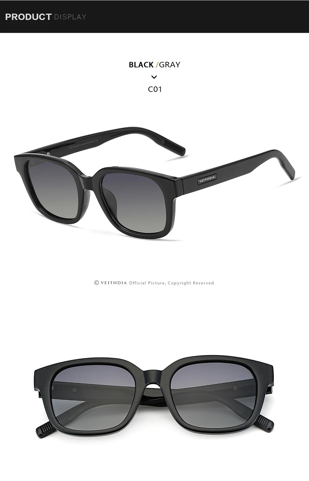 VEITHDIA Polarized Fashion Classic Sunglasses Photochromic Gradient UV400 Protection Outdoor Sun Glasses for Men And Women 7900