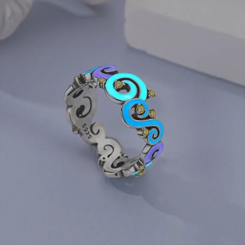 Sterling Silver 925 Sun Moon Heart Shiny Zircon Original Finger Ring Luminous Dreamcatcher Rings for Women Fine Jewelry Gifts
