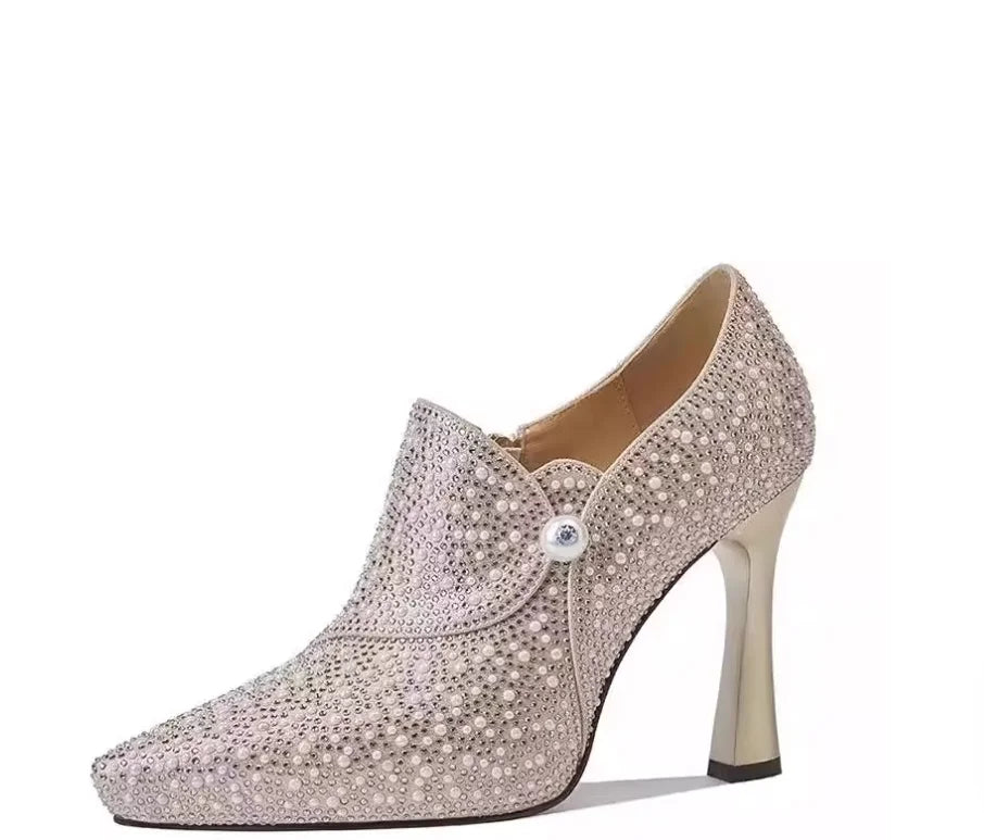 2026 Spring and Autumn high heels, pointed-toe, thick-heeled, shallow-mouthed, elegant and versatile professional women's shoes