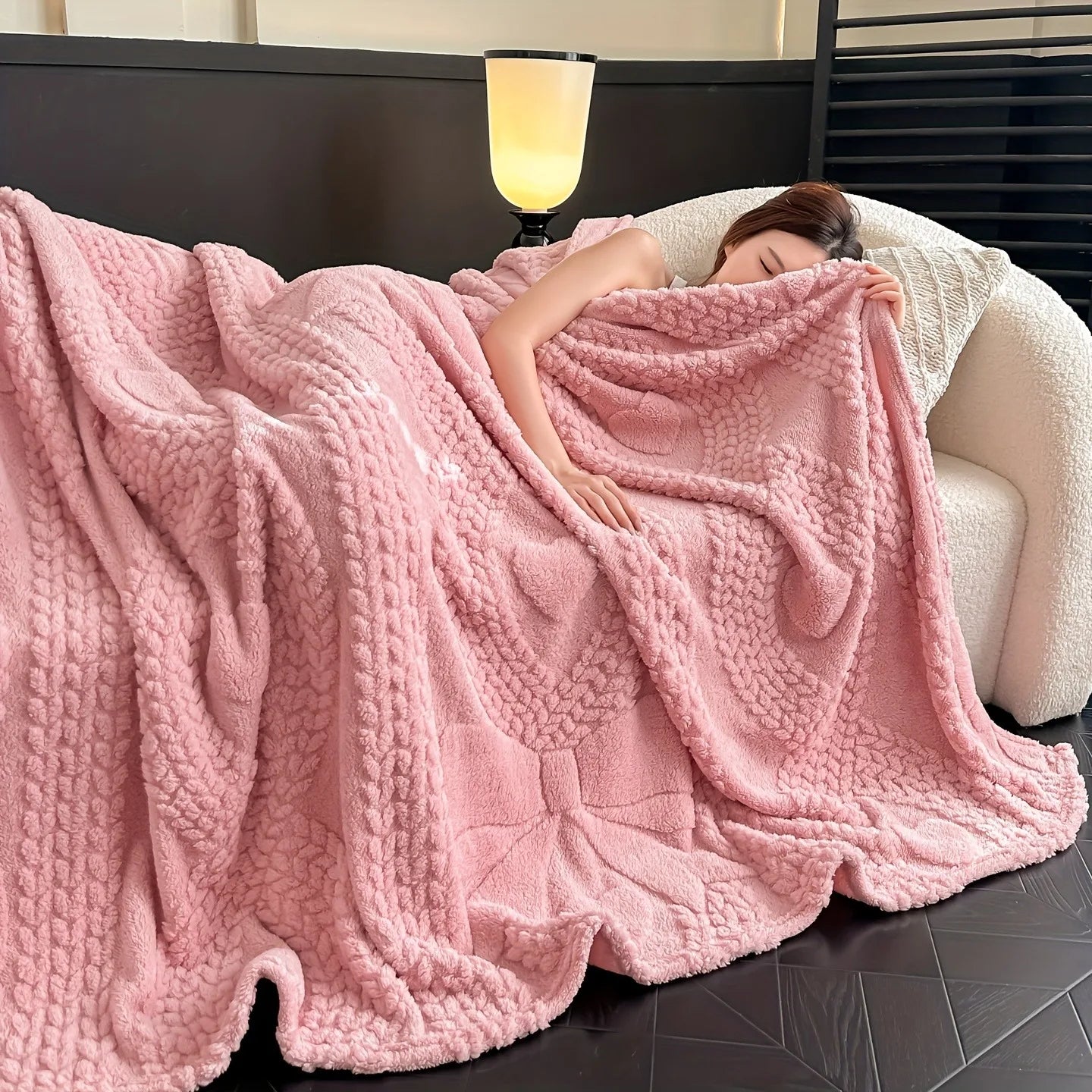 Soft Smooth Bowknot Style Blanket for Beds Sofas Office Naps Warm Experience Home Decorative Throw Blanket