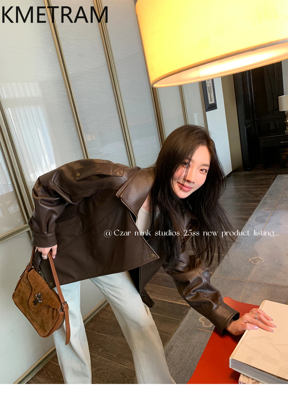 100% Real Sheepskin Jacket Woman Brown Biker Genuine Leather Jackets High Quality Outerwears Fall Clothes 2025 Women дубленка