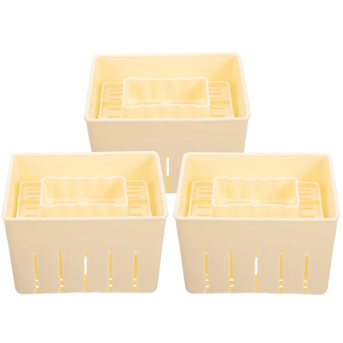 3 Sets Homemade Cheese Pressing Plate Tofu Film Dishwasher Safe Mould Making Mold Cheese Presser DIY Tofu Making Tool With Lid