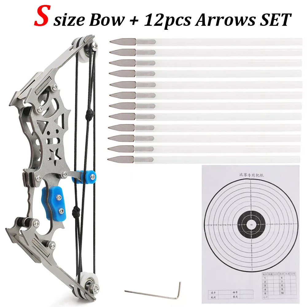 Archery 5.9'' 7.5" Mini Compound Bow and Arrows Set Pocket Bow Target Shooting Gift