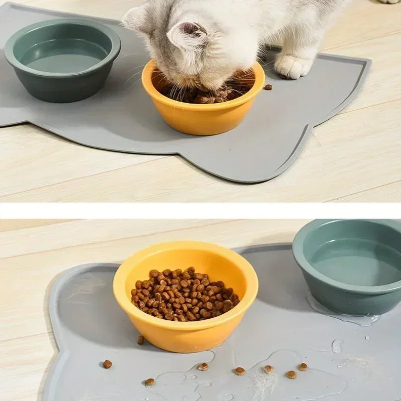 Pet Feeding Mat for Dogs Cats Non-Slip Silicone Cat Food Mat Waterproof Washable Spill-Proof Pet Placement Mat Pet Supplies