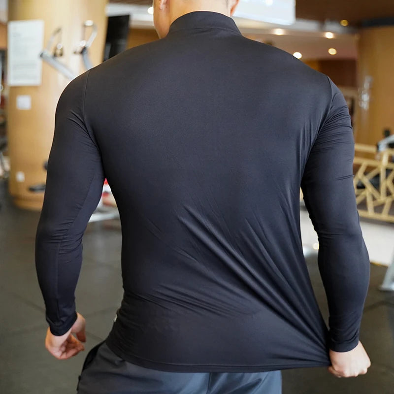 Autumn winter Compression Long Sleeve Men Running Fitness T shirt elastic Quick Dry comfort Sports Bodybuilding Training Shirts