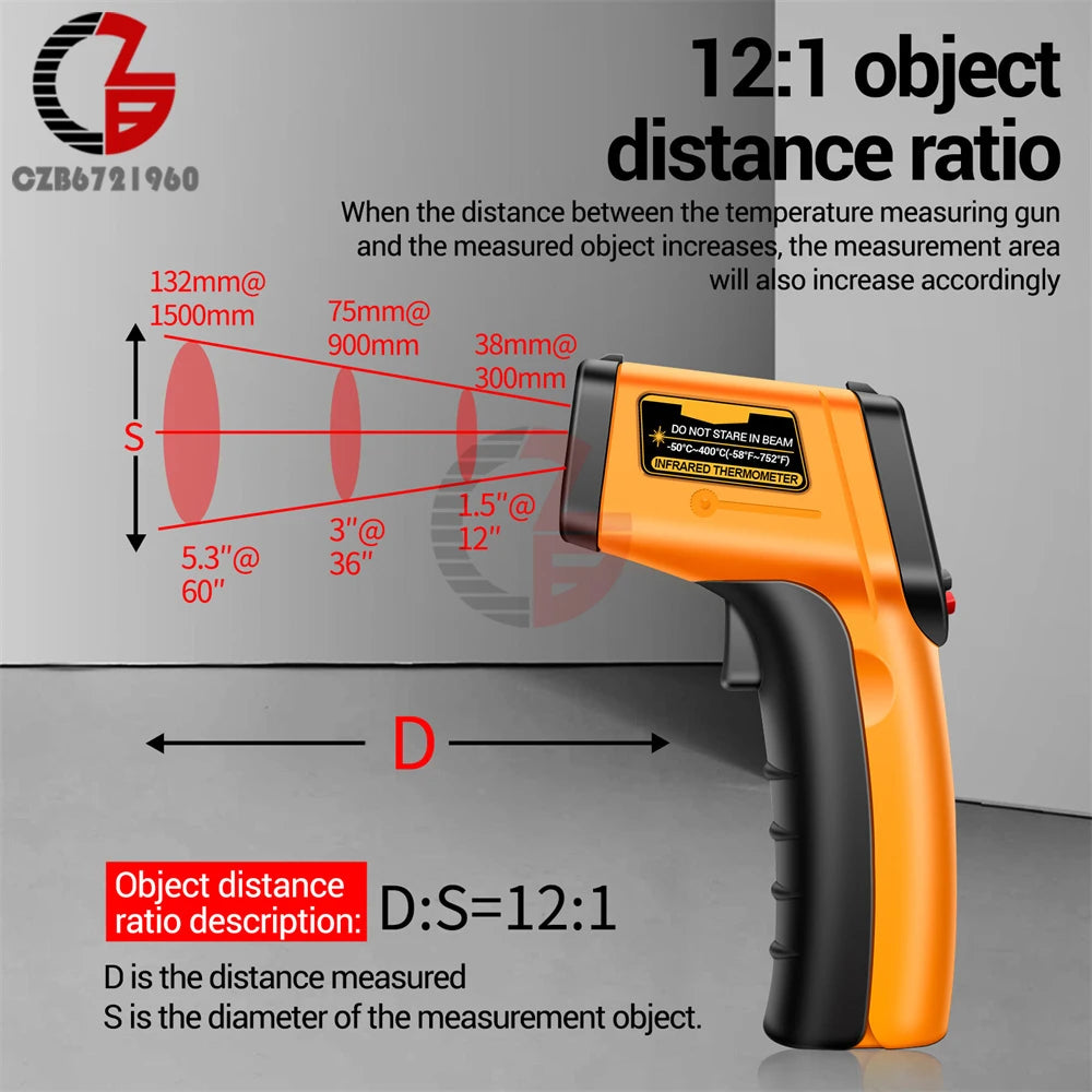 Digital Infrared Thermometer Non-contact Thermometer Industrial Precision Laser Temperature Meter Pyrometer Instrument Tool