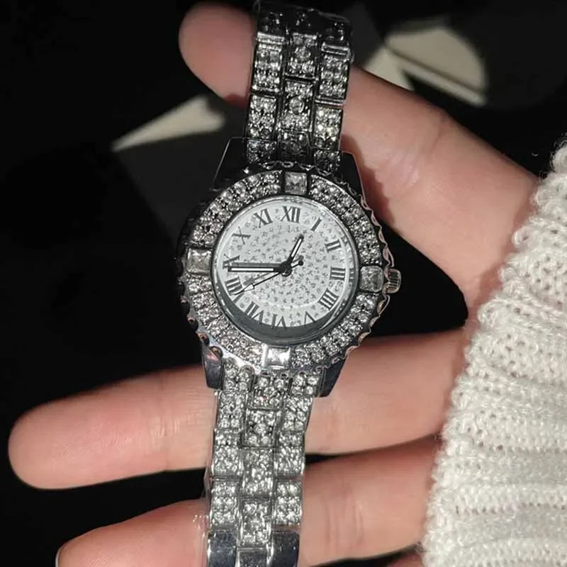 Luxury Full Diamond Watches For Men Top Brand Hip Hop Iced Out Arab Number Watch Men Fashion Steel Waterproof Clock Dropshipping