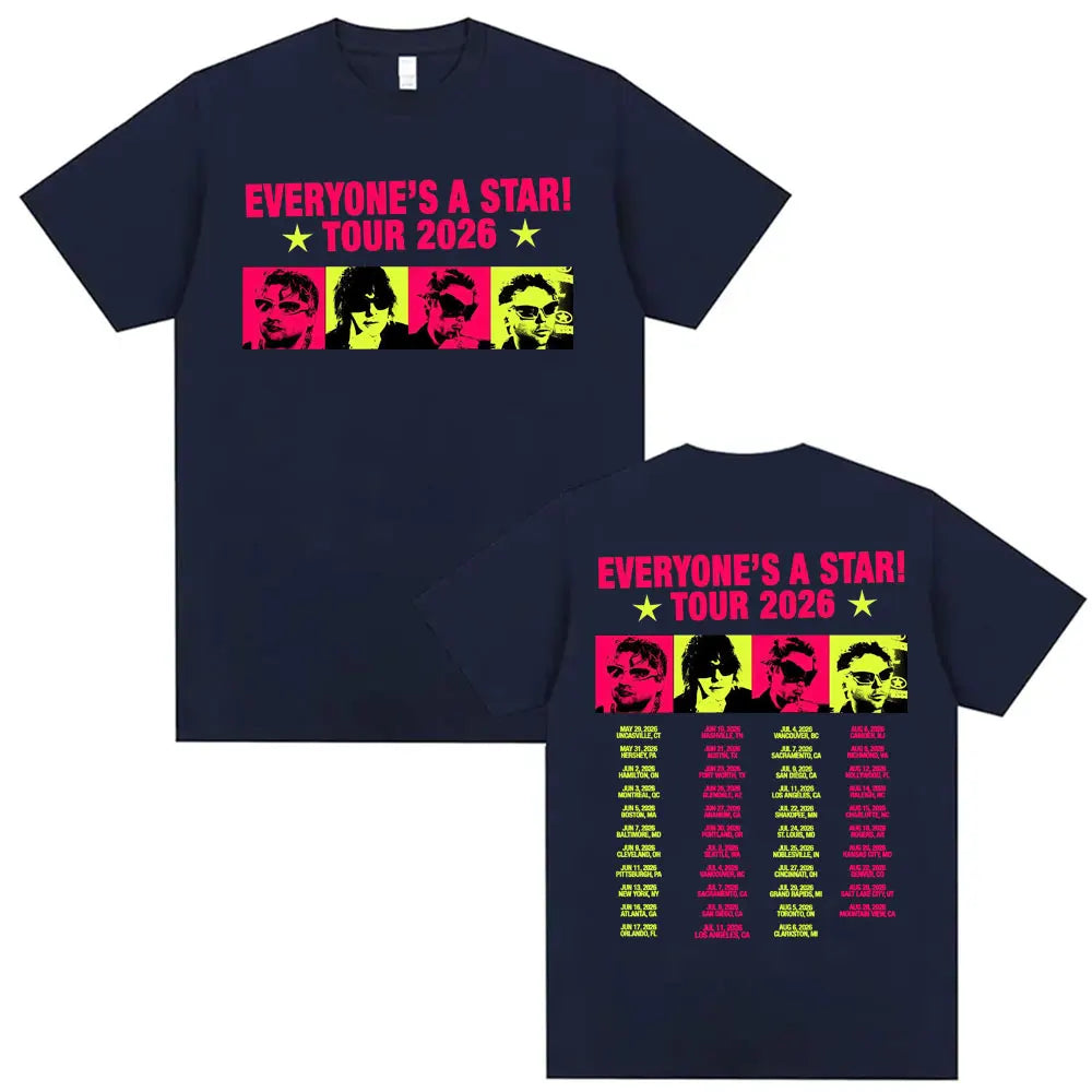 5 Seconds of Summer Everyone's A Star Tour 2026 Album T-shirts Men's Women Retro Hip Hop Style T Shirt Summer Tops Loose T-shirt