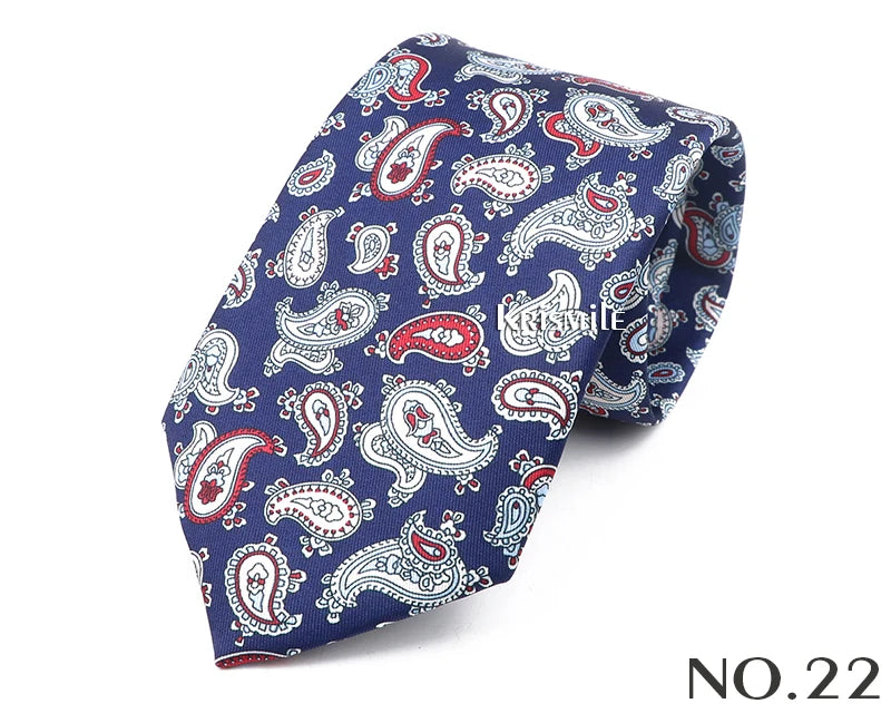 New Design Bohemian Style Necktie For Men Silk Touch Soft Blue Red Yellow Necktie Fit Wedding Party Business Office Accessory