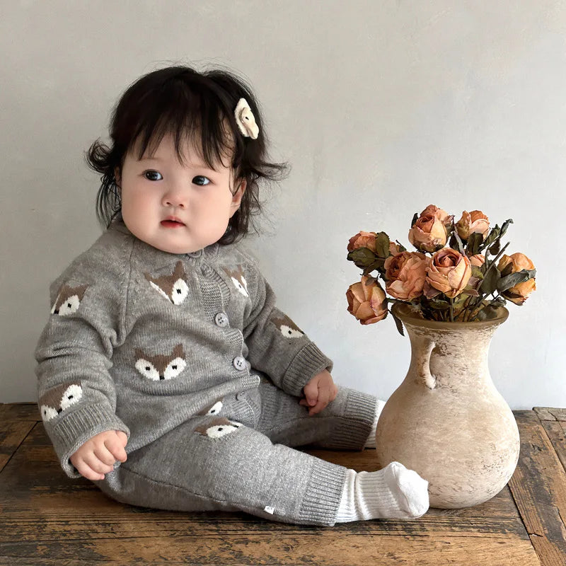 Baby Clothes 2025 Autumn and Winter New Boy's Knitted Jumpsuit Super Cute Cartoon Animal Baby Girl's Climbing Clothes
